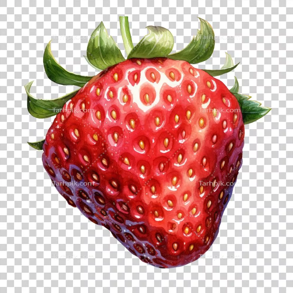 عکس دوربری نقاشی آبرنگ توت فرنگی به صورت دستی و با کیفیت بالا