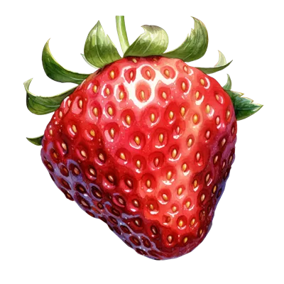 عکس دوربری نقاشی آبرنگ توت فرنگی به صورت دستی و با کیفیت بالا