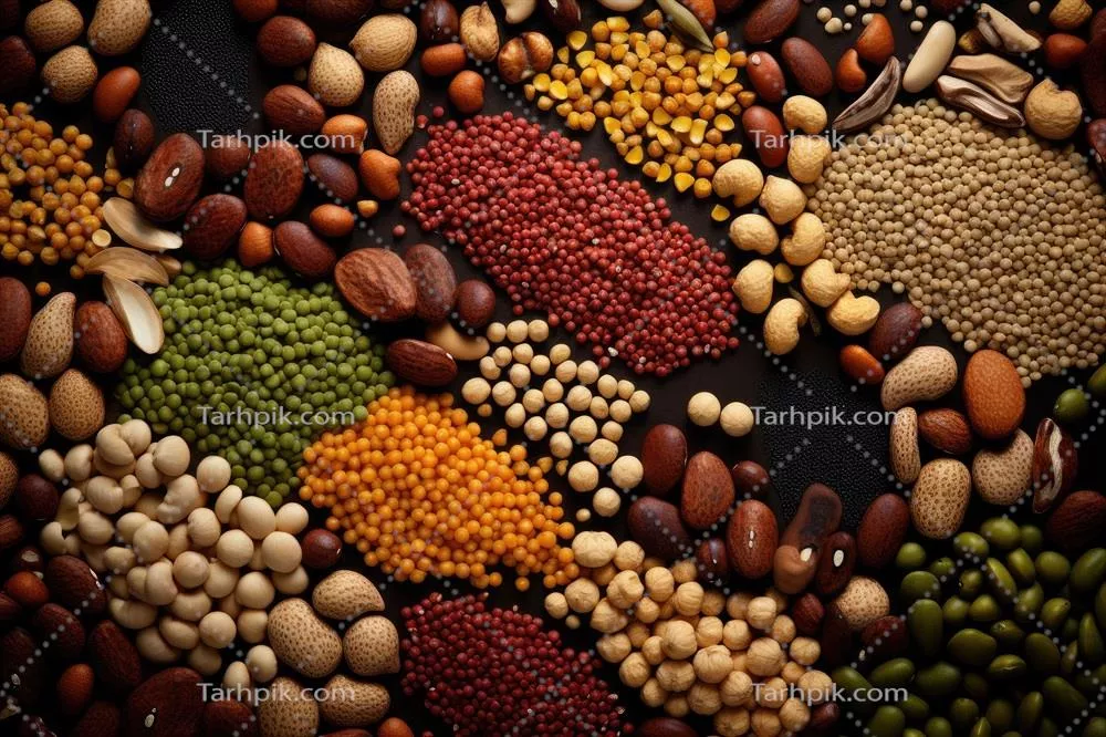 عکس تنوعی از غلات و حبوبات به عنوان پس زمینه ای زیبا و جذاب