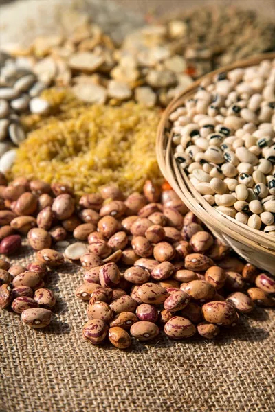 عکس غذای گیاهی سالم و خام با حبوبات برای یک زندگی بهتر