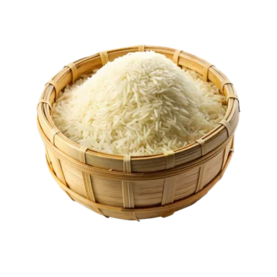 عکس دوربری سبد برنج باسماتی: نمادی از طعم و عطر بی نظیر برنج ایرانی