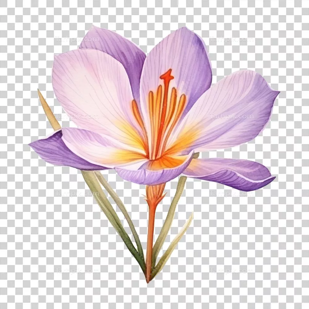 عکس دوربری تصویری زیبا از گل زعفران به صورت آبرنگی و هنری