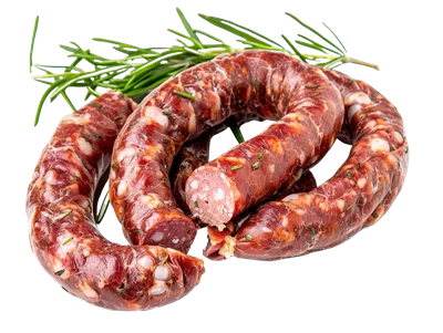 عکس دوربری سوسیس خام مجارستانی با پس زمینه شفاف و جذاب