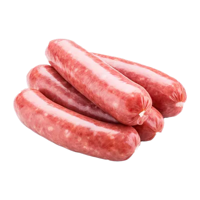 عکس دوربری سوسیس خام و تازه در پس زمینه شفاف با کیفیت بالا و جزئیات دقیق