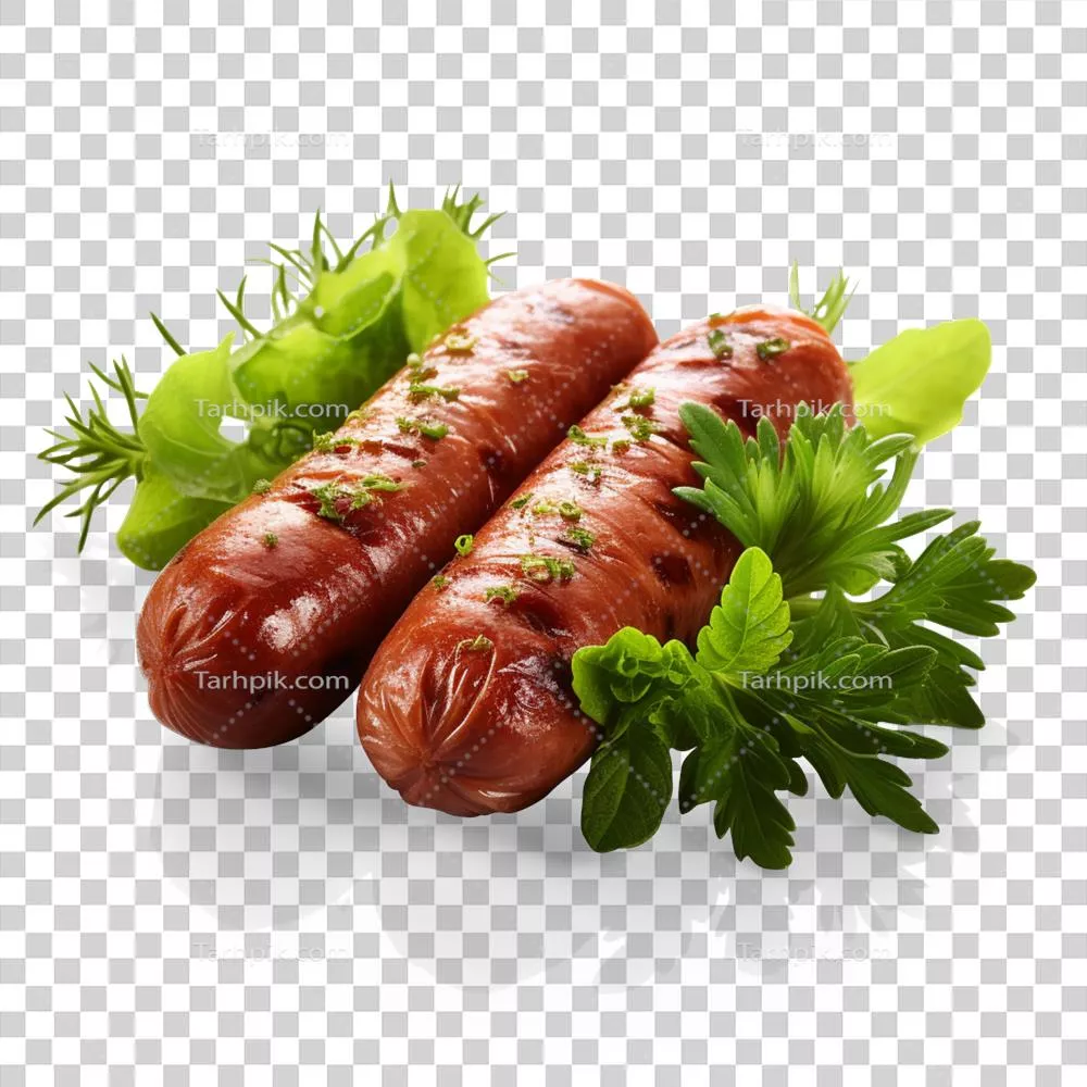 عکس دوربری سوسیس کبابی تهیه شده با هوش مصنوعی بر روی پس زمینه شفاف