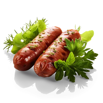 عکس دوربری سوسیس کبابی تهیه شده با هوش مصنوعی بر روی پس زمینه شفاف