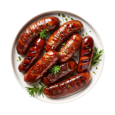 عکس دوربری سوسیس کبابی تولید شده با هوش مصنوعی بر روی پس زمینه شفاف