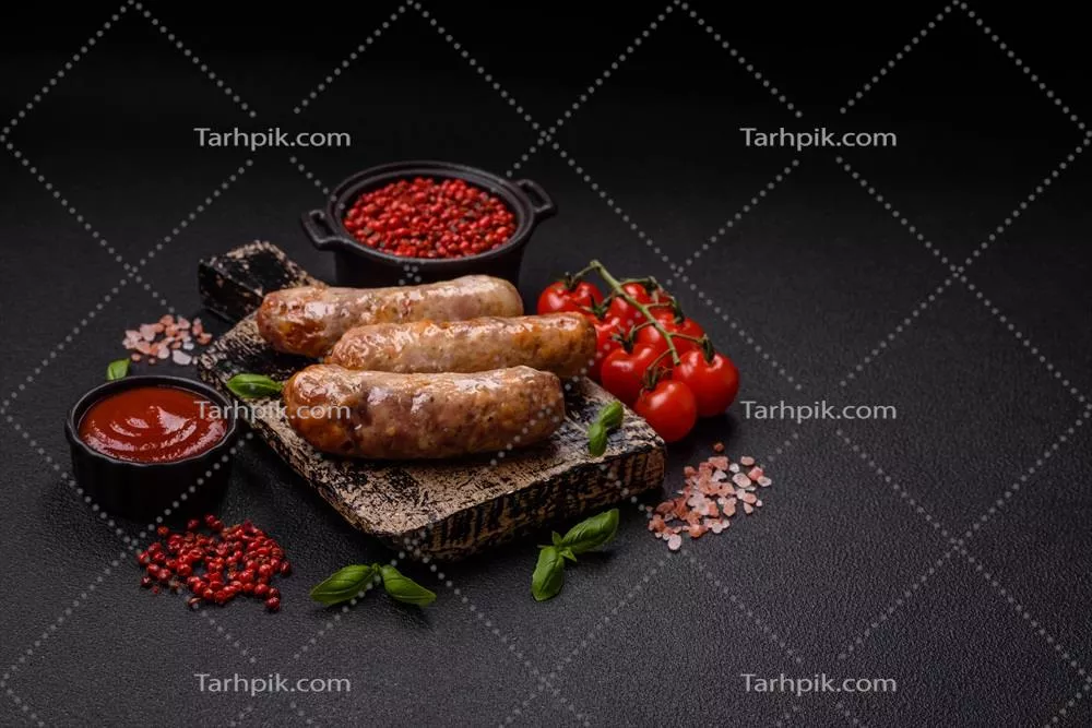 عکس طرز تهیه سوسیس های پخته شده با مرغ یا گوشت خوک و ادویه جات خوشمزه