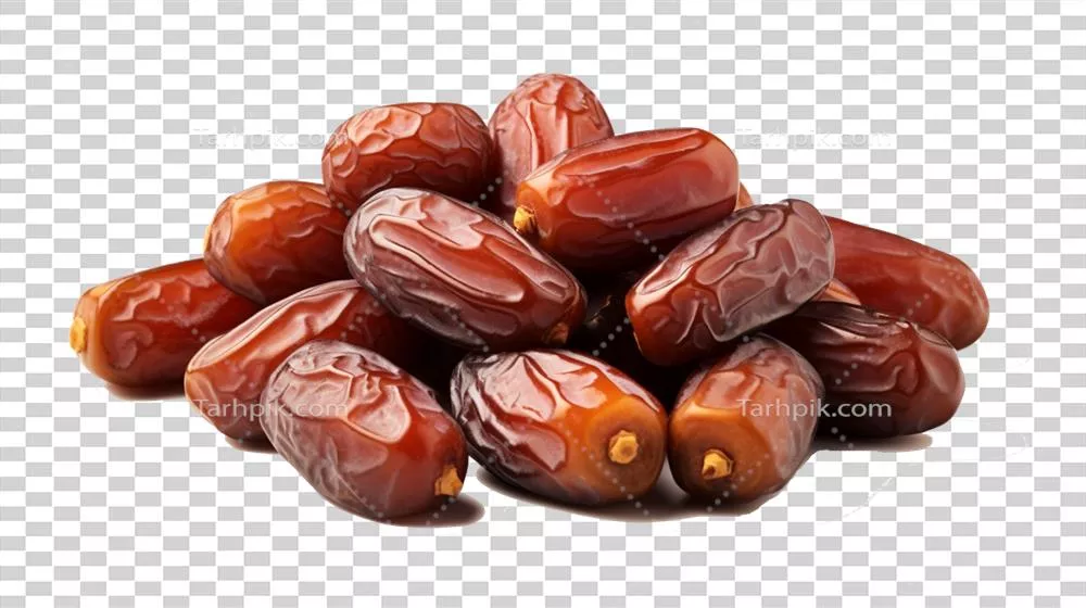 عکس دوربری خرماهای تازه و خوشمزه تولید شده با هوش مصنوعی بر روی پس زمینه شفاف
