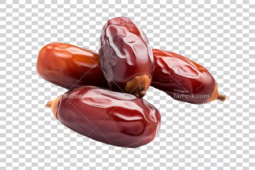 عکس دوربری میوه های خوشمزه و مغذی خرما بر روی پس زمینه شفاف