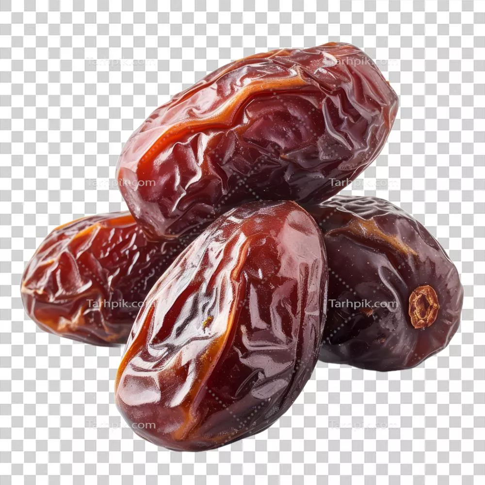 عکس دوربری تصویر با کیفیت از خرماهای خشک شده در پس زمینه شفاف