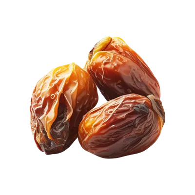 عکس دوربری خرماهای تازه و خوشمزه در پس زمینه ای شفاف و زیبا