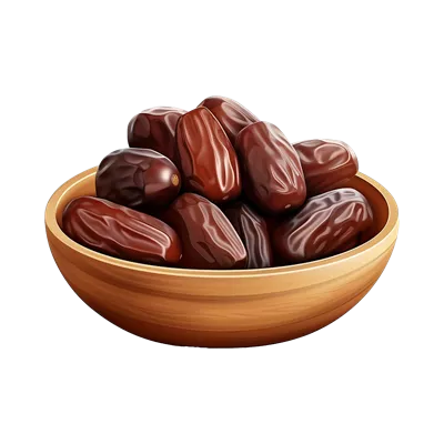 عکس دوربری تصویری زیبا از تاریخ های تولید شده توسط هوش مصنوعی در کاسه چوبی