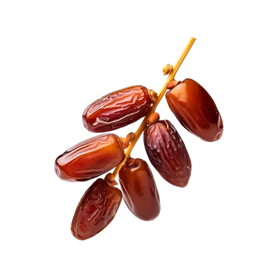 عکس دوربری تصویری زیبا از خوشه های خرما بر روی پس زمینه ای شفاف و ساده