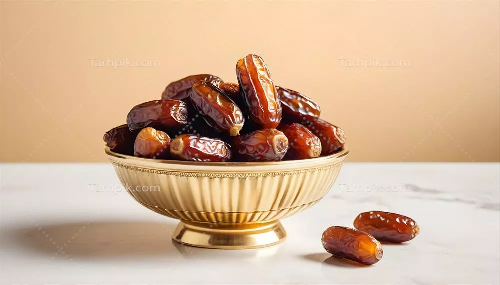 عکس تصویری زیبا از تاریخ های تولید شده توسط هوش مصنوعی در یک کاسه طلایی