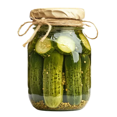 عکس دوربری ترشی خیار تازه در شیشه، نمایی زیبا و شفاف از طعم و تازگی
