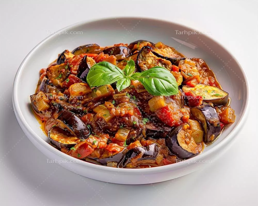 عکس خوراک بادمجان و سس گوجه فرنگی: طعمی دلپذیر و خوشمزه