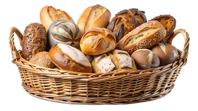عکس دوربری سبد نان خانگی تازه پخته شده با طراحی هنری و زیبا