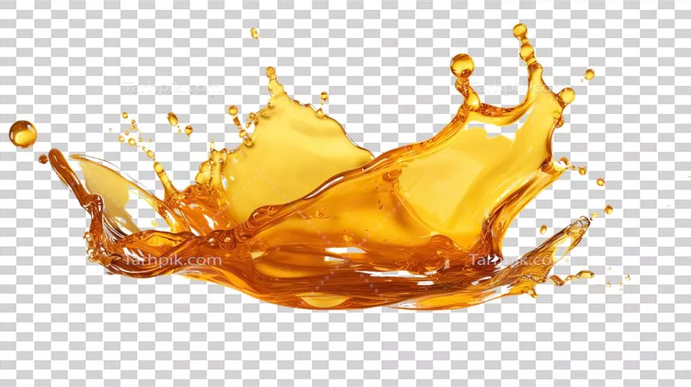عکس دوربری چکیده ای از قطرات عسل و پاشش آن بر روی پس زمینه ای ایزوله