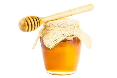عکس دوربری شیشه عسل با قاشق چوبی در پس زمینه ای ساده و زیبا