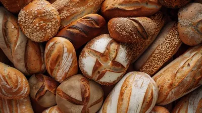 عکس انواع نان های خوشمزه و متنوع چیده شده به صورت زیبا و جذاب