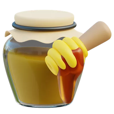 عکس دوربری تصویری سه بعدی از یک شیشه عسل با طراحی زیبا و جذاب