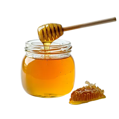 عکس دوربری عکس جذاب و خوشمزه از یک شیشه عسل ارگانیک با قاشق مخصوص
