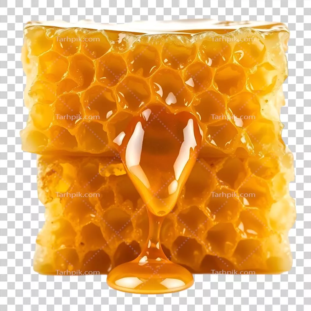 عکس دوربری عسل طبیعی و خوشمزه در کندوی تازه با طعم شیرین و دلپذیر