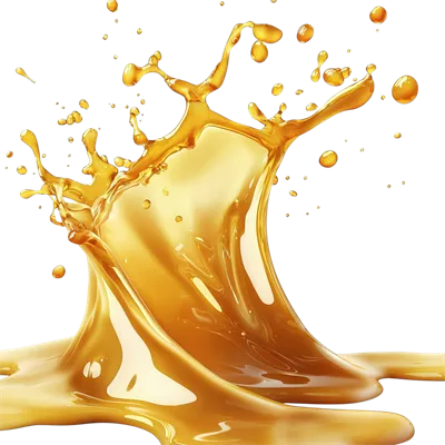 عکس دوربری ریزش عسل طلایی غلیظ در هوا با بافتی صاف و درخشان