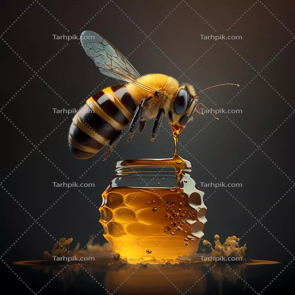 عکس تصویری زیبا و هنری از زنبور عسل با طراحی هوش مصنوعی