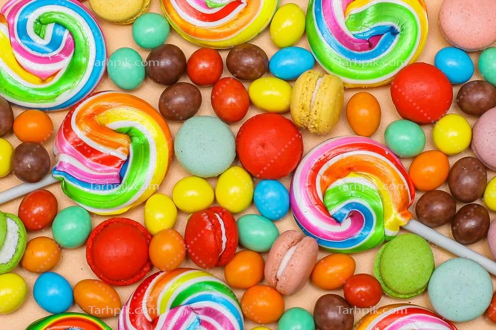 عکس مجموعه ای از میکس های رنگارنگ و دایره ای آب نبات ها