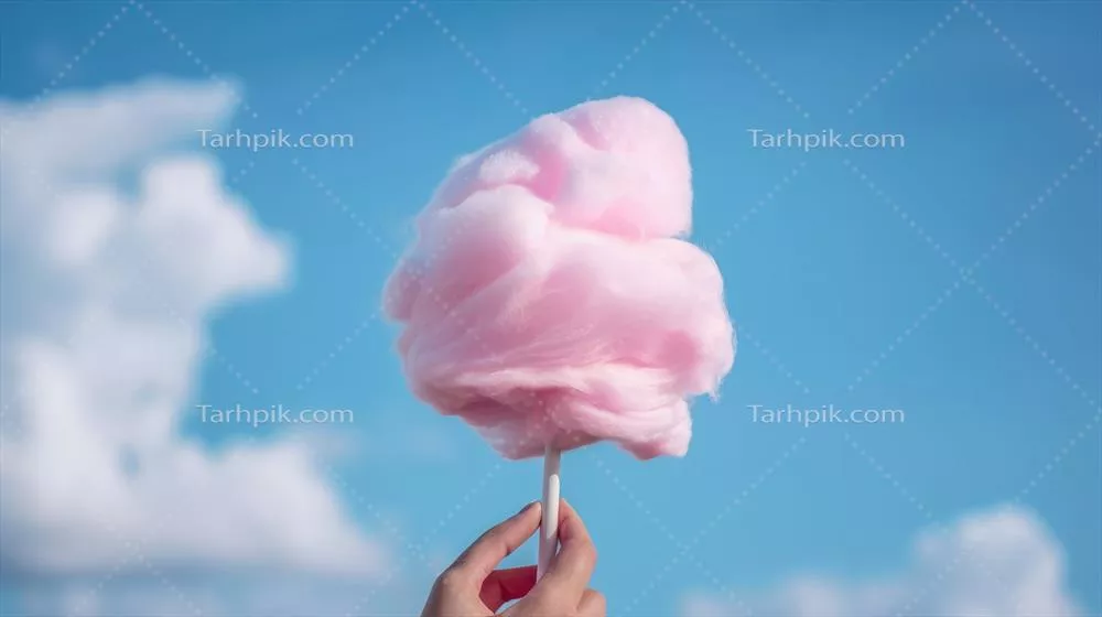 عکس تصویری زیبا از پشمک صورتی با طراحی خلاقانه و جذاب