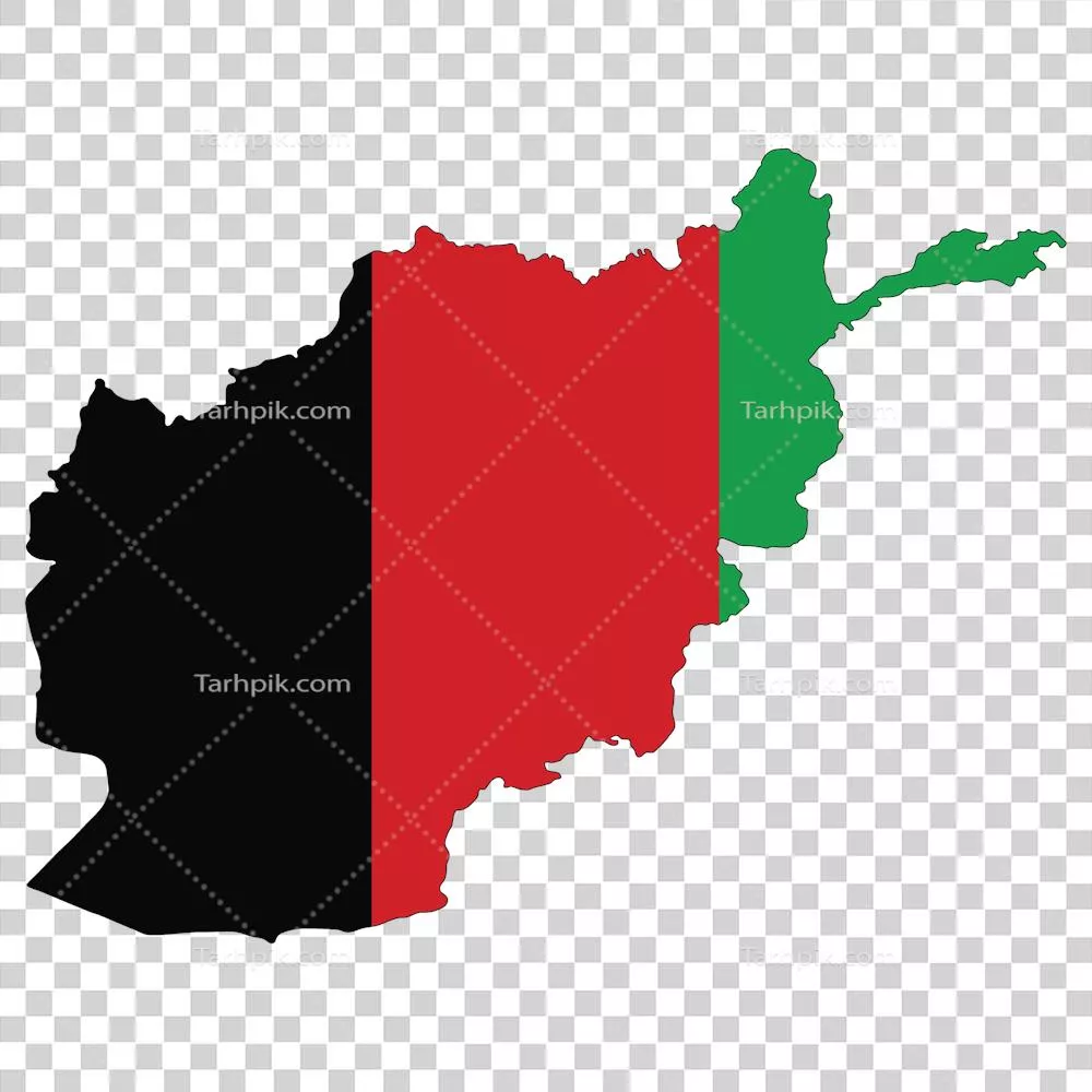 عکس دوربری نقشه افغانستان با پرچم این کشور به صورت گرافیکی و رنگی