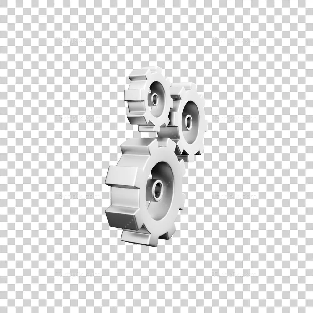 عکس دوربری آیکون دنده سه بعدی منحصر به فرد با طراحی ساده و مدرن
