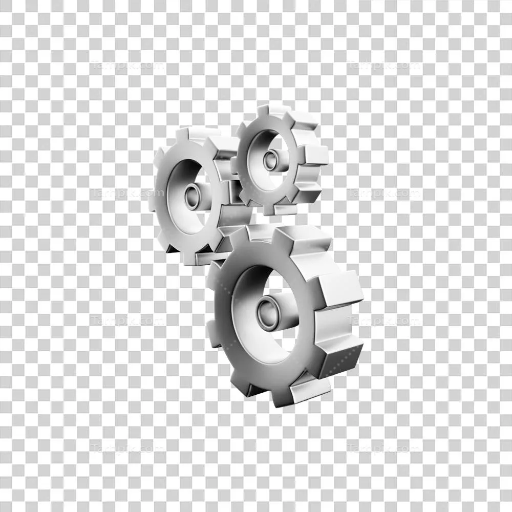 عکس دوربری آیکون دنده سه بعدی منحصر به فرد با طراحی ساده و مدرن