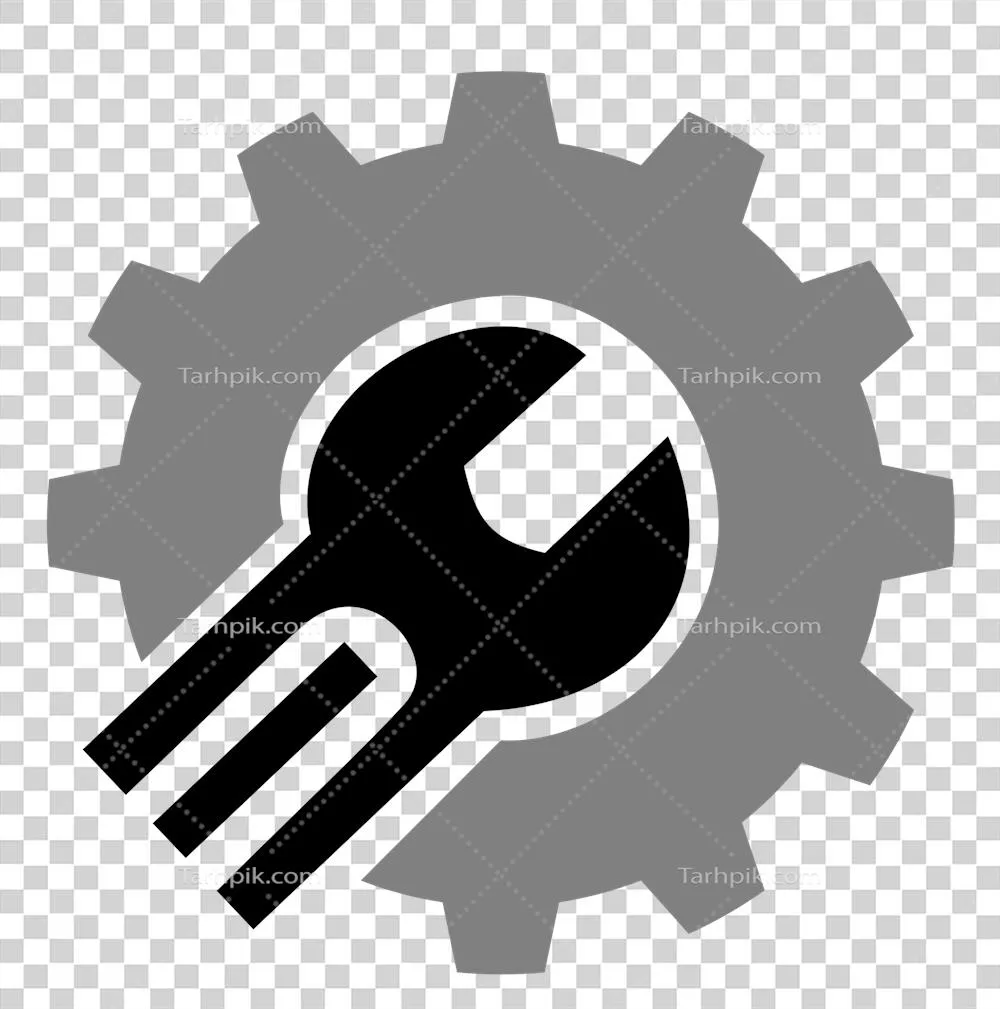 عکس دوربری آیکون تنظیمات: چرخ دنده و آچار برای پیکربندی ابزارها و تنظیمات