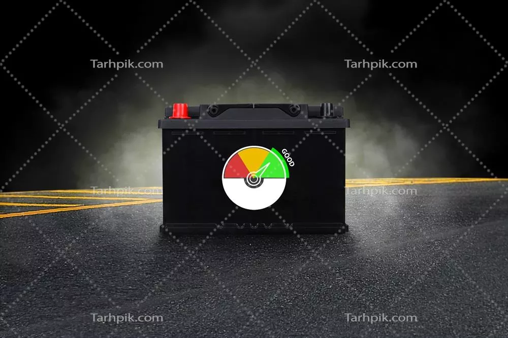 عکس باتری خودرو در حال سوختن در بزرگراه با نشان سلامت عالی