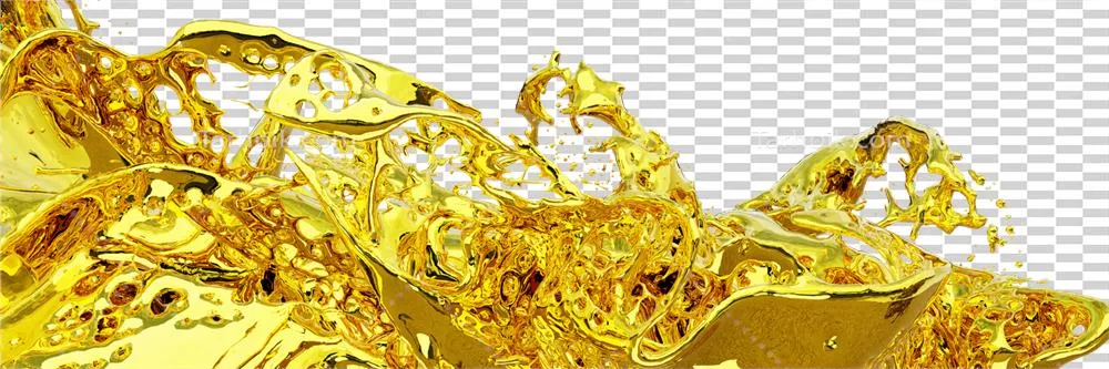 عکس دوربری تصویری زیبا از مایعات طلایی در حال ریختن به صورت انتزاعی