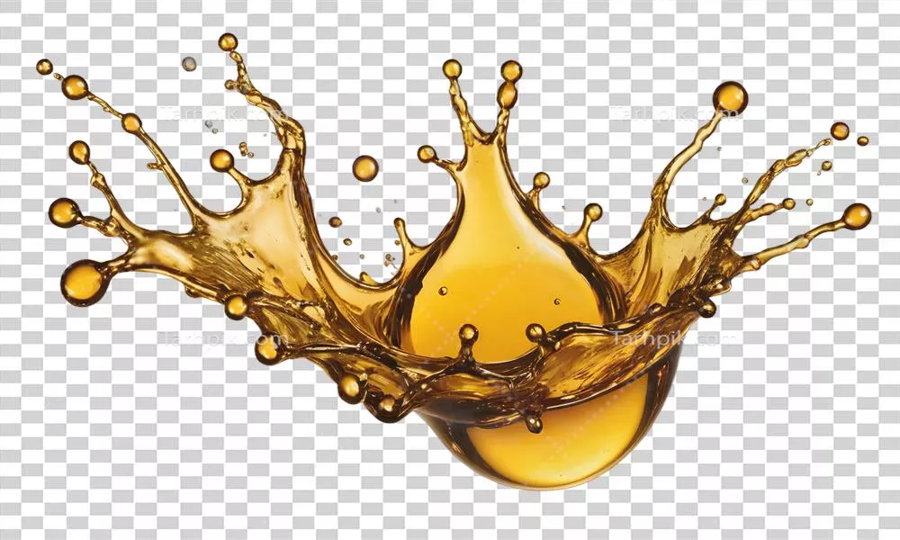 عکس دوربری تصویر برش خورده از قطرات مایع روغن با کیفیت بالا و شفاف