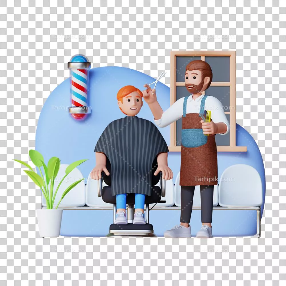 عکس دوربری تصویری از یک آرایشگاه با مشتری و آرایشگر در حال گفتگو