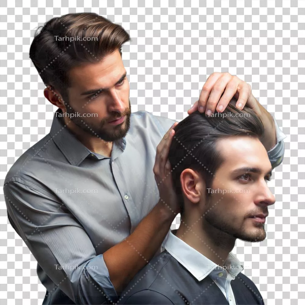 عکس دوربری آرایش حرفه ای موهای جوانان در استودیو با استفاده از تکنیک های مدرن