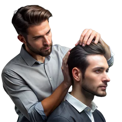 عکس دوربری آرایش حرفه ای موهای جوانان در استودیو با استفاده از تکنیک های مدرن