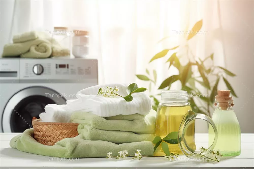عکس شستشوی لباس های بهاری با مواد شوینده ارگانیک و طراحی زیبا