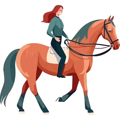 عکس دوربری زنی که در یک سبک کارتونی بر روی اسب سوار شده است