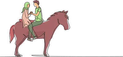 عکس دوربری طرحی زیبا از یک زوج عرب در حال سواری در غروب آفتاب و لحظه پیشنهاد ازدواج