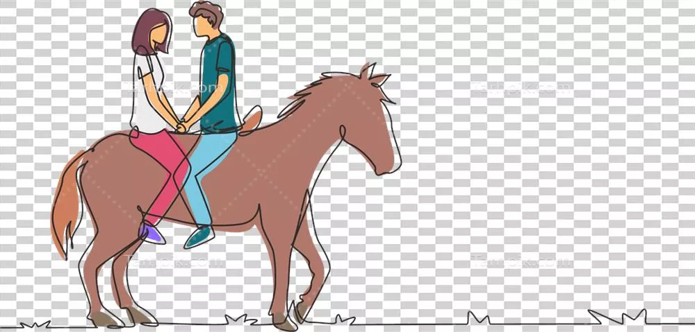 عکس دوربری طرحی زیبا از یک زوج در حال سواری با اسب در غروب آفتاب و پیشنهاد ازدواج