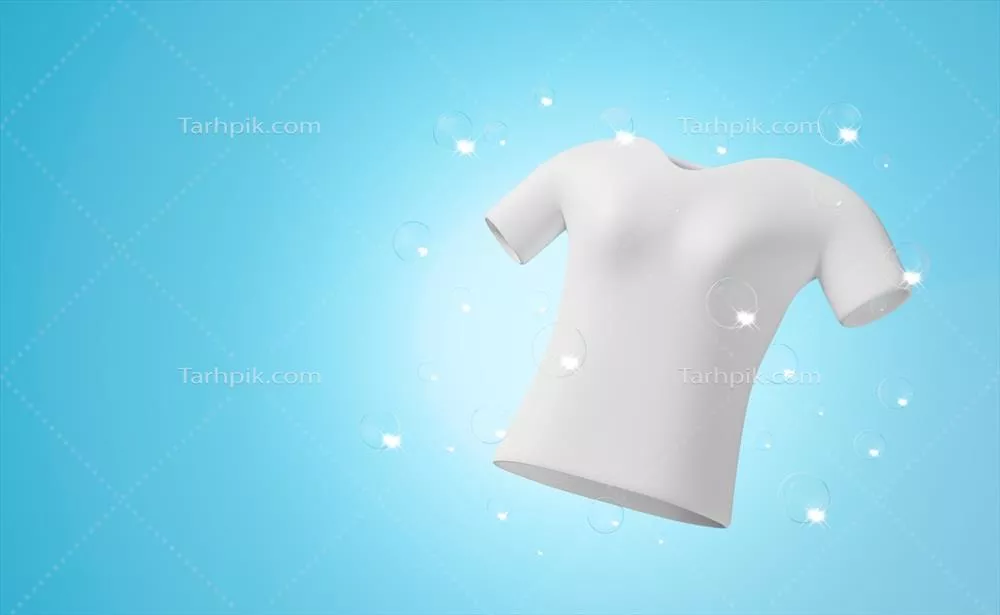 عکس تصویری جذاب از شستشوی پیراهن با حباب های درخشان و آب