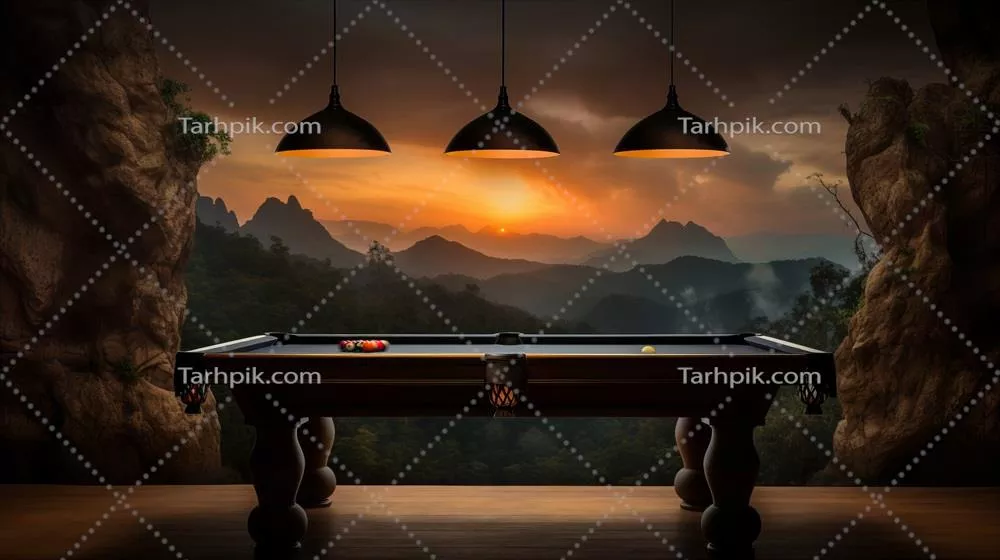 عکس تصویری زیبا از میز بیلیارد در دل طبیعت آرام و دلنشین
