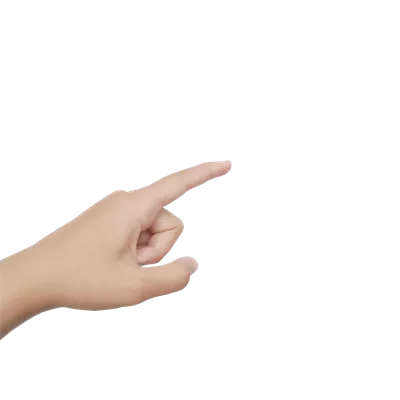 عکس دوربری نزدیک به تصویر یک دختر آسیایی جوان در حال اشاره با انگشت اشاره