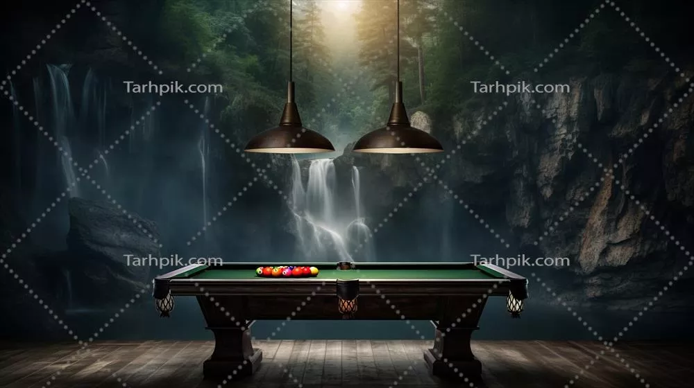 عکس میز بیلیارد در دل طبیعت زیبا و آرامش بخش با تمرکز دلنشین